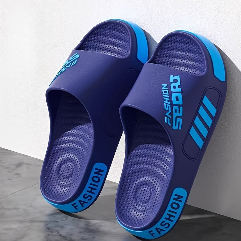 Men'S Summer Fashion Massage Slides - Non-Slip Textured Design, EVA Material, Breathable Open-Toe Slippers for Home, Outdoor, and Beach Use, Indoor Slippers | Casual Slippers | EVA Slides, Summer Sandals