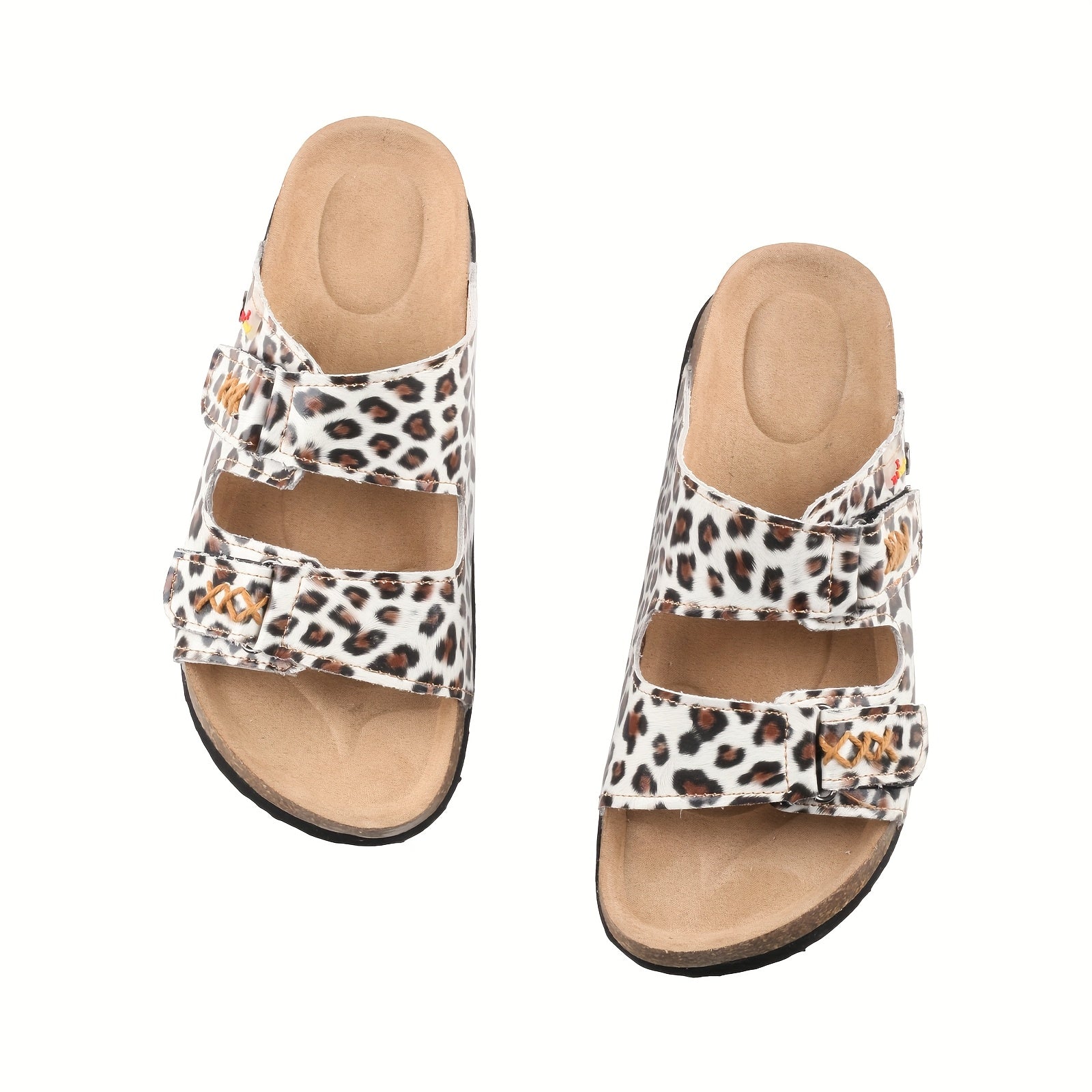 Women's Leopard Print Flip Flops - Open-Toe Summer Sandals with Non-Tiring Thick Platform Sole, Cushioned EVA/TPR Outsole - Slip-On Beach Shoes for Women - TMA EYES Everyday & Formal Use, Cute Sandals