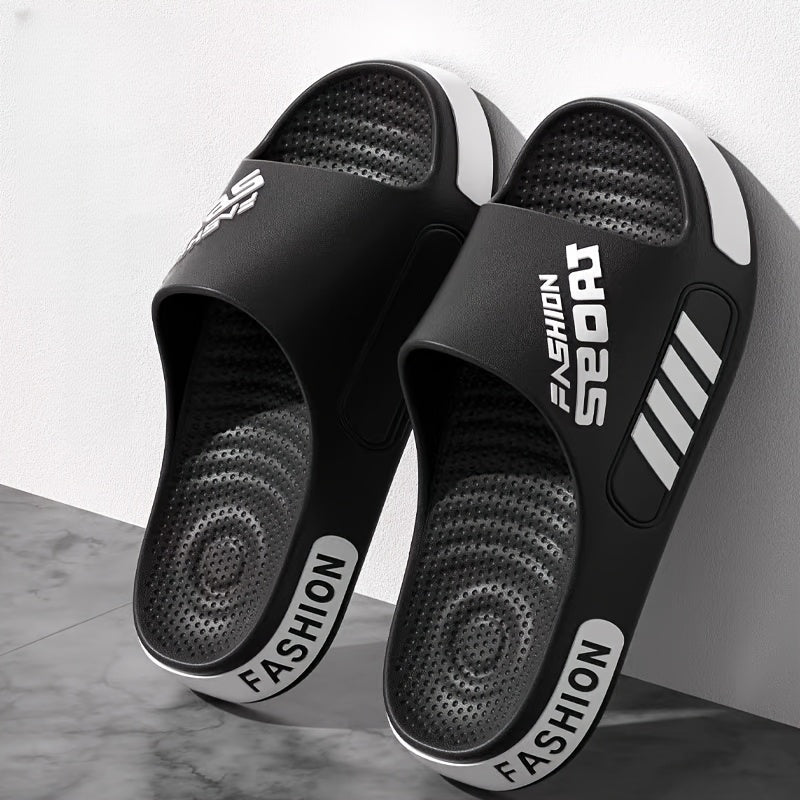 Men'S Summer Fashion Massage Slides - Non-Slip Textured Design, EVA Material, Breathable Open-Toe Slippers for Home, Outdoor, and Beach Use, Indoor Slippers | Casual Slippers | EVA Slides, Summer Sandals