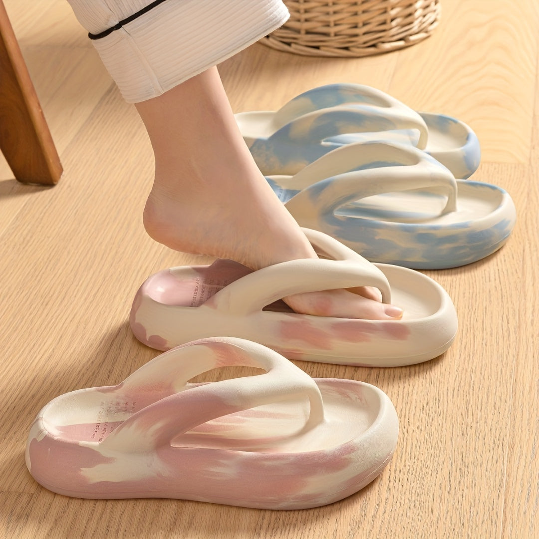 Unisex EVA Slide Sandals - Slip-On Open-Toe Beach Slippers with Pastel Pink & White Pattern, Lightweight Breathable All-Season Indoor/Outdoor Casual Slippers for Men & Women, Perfect Gift, Indoor Footwear, Vibrant Slipon, Comfortable Footwear