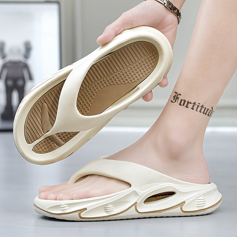 Men's and Women's fashionable color block thick bottom flip flops, comfortable, non slip, casual, durable EVA sole toe sandals suitable for Men's and Women's outdoor activities