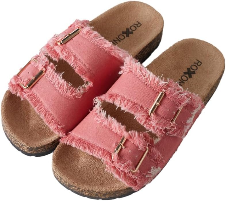 Pupeez Women's Comfort Flat Sandals Double Buckle Adjustable Straps Flat...