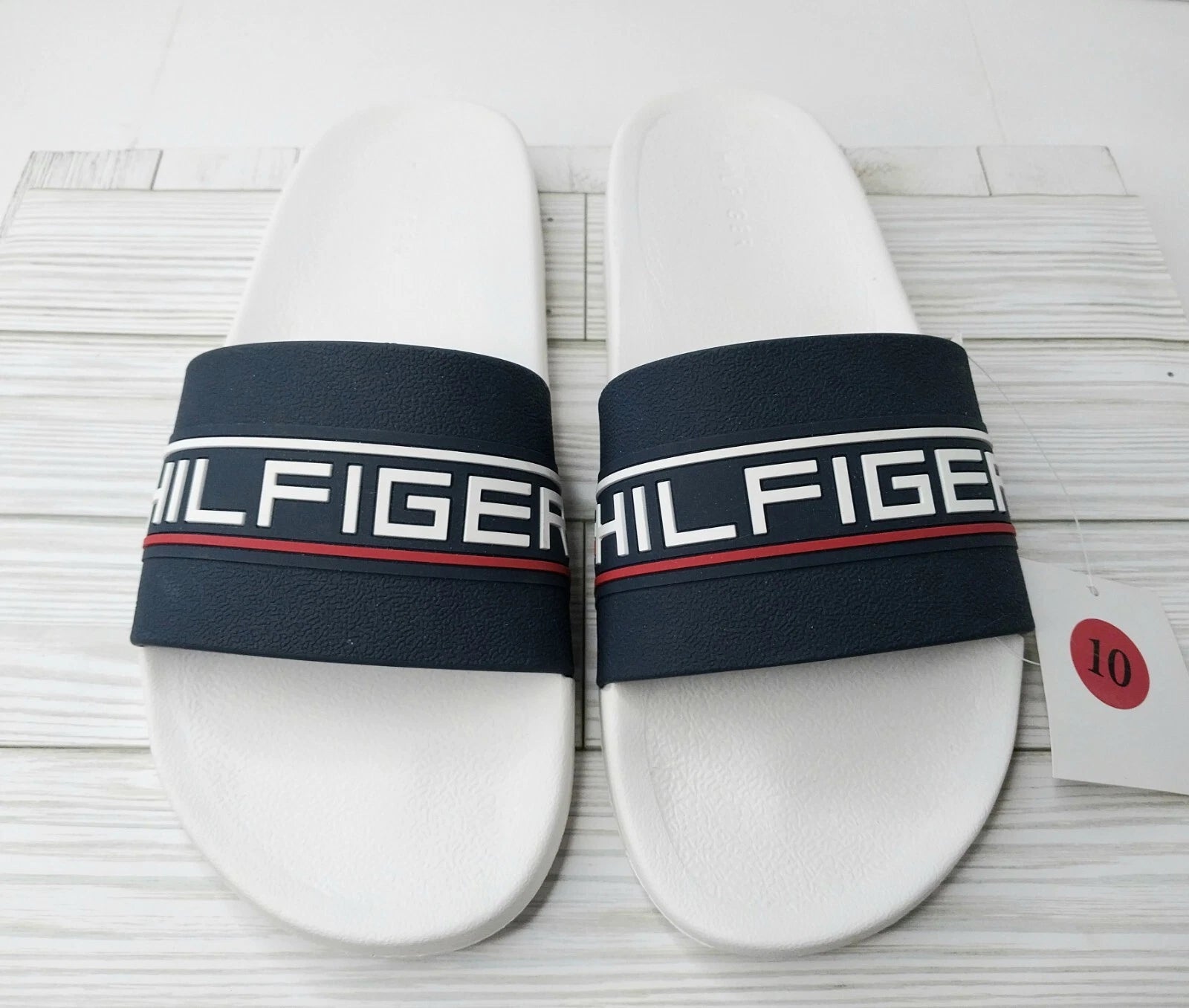 Tommy Hilfiger ☆ Classic Logo Slipper Slide Sandals Mens 10~ Red•White•Blue 🇺🇸