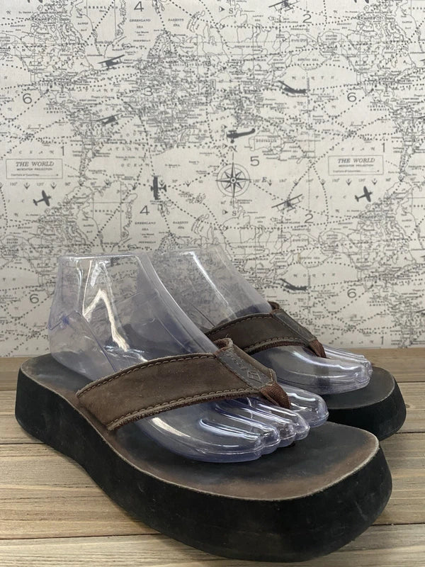 Reef Flip Flops Sandals Slides Beach Festival Boho Travel Men’s Sz 9-10 Brown