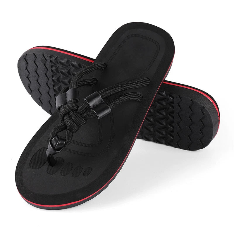 Anti-Slip Men's Thong Flip Flops Summer Beach Knotted Strap Sandals Size 9-10
