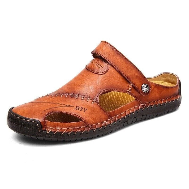 Mens Summer Sandals Casual Leather Shoes Outdoor Beach Breathable Casual Shoes