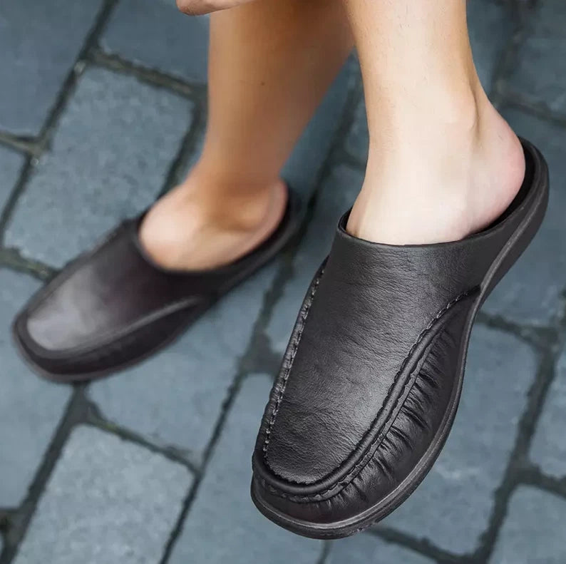 Men Summer Beach Round toe Low top Casual Slippers Slip on Loafers Mule Shoes Sz