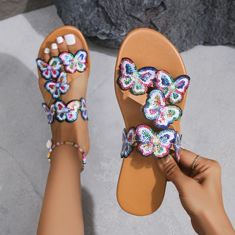 Slippers Women's Summer Sandals Vacation Light Butterfly Large Beach Shoes