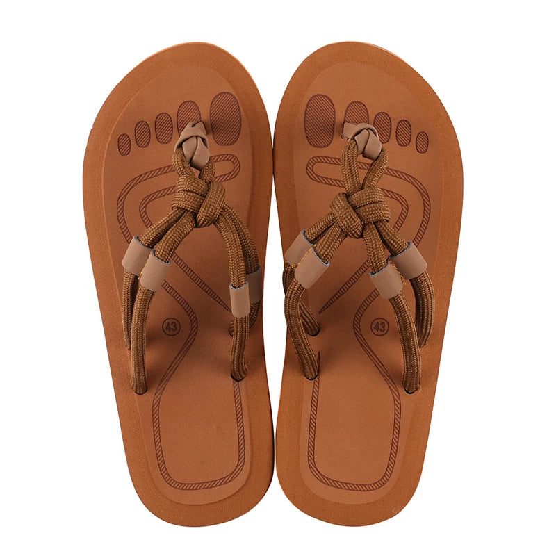 Anti-Slip Men's Thong Flip Flops Summer Beach Knotted Strap Sandals Size 9-10