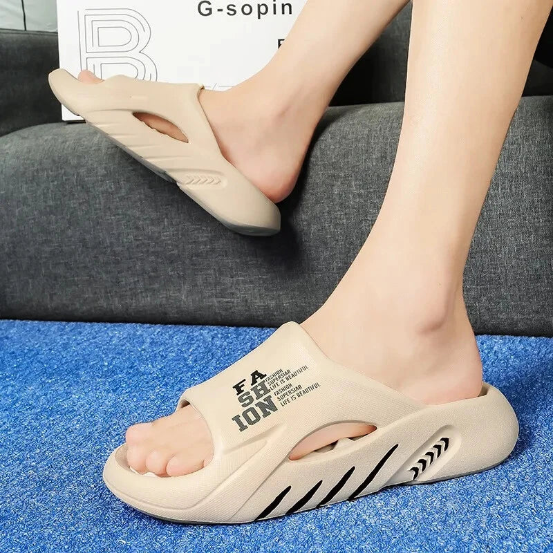 New Summer Man Massage Slippers 2025 Indoor Outdoor Beach Sandals Soft Bottom