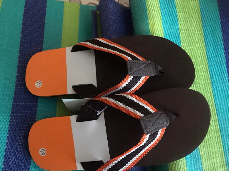 Flip Flop Stripe Sandals Men’s Summer Thong Beach Pool Slides Outdoor Indoor