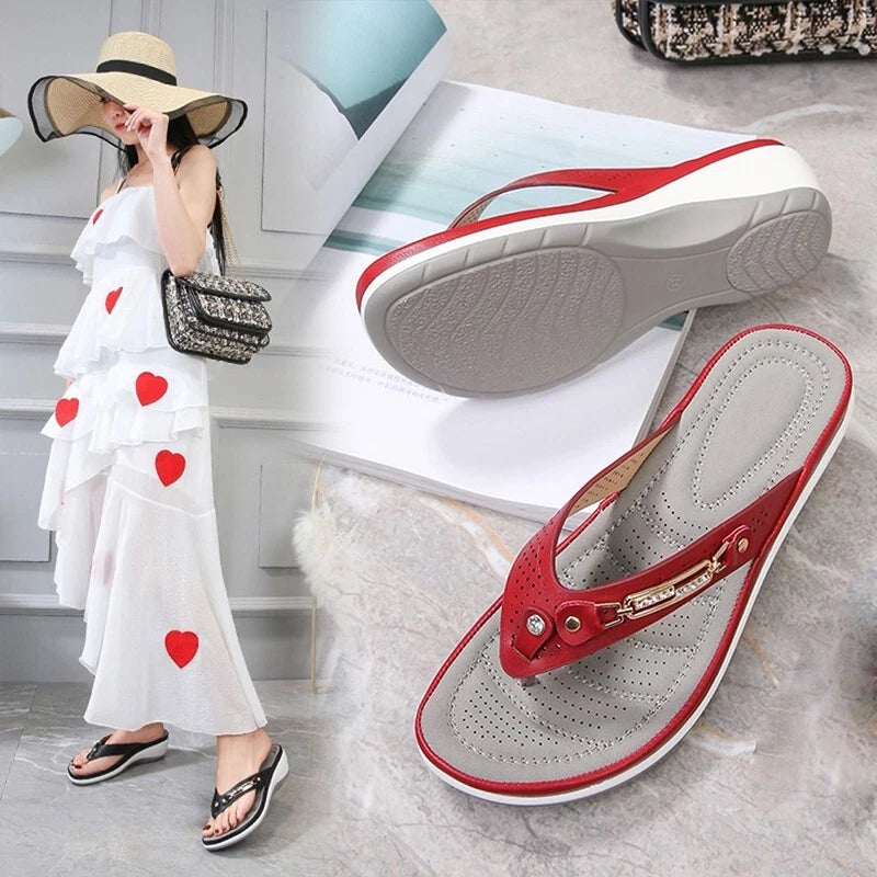 Summer Womens Flip Flops Thong Sandals Arch Support Cushion Slippers Soft Shoes