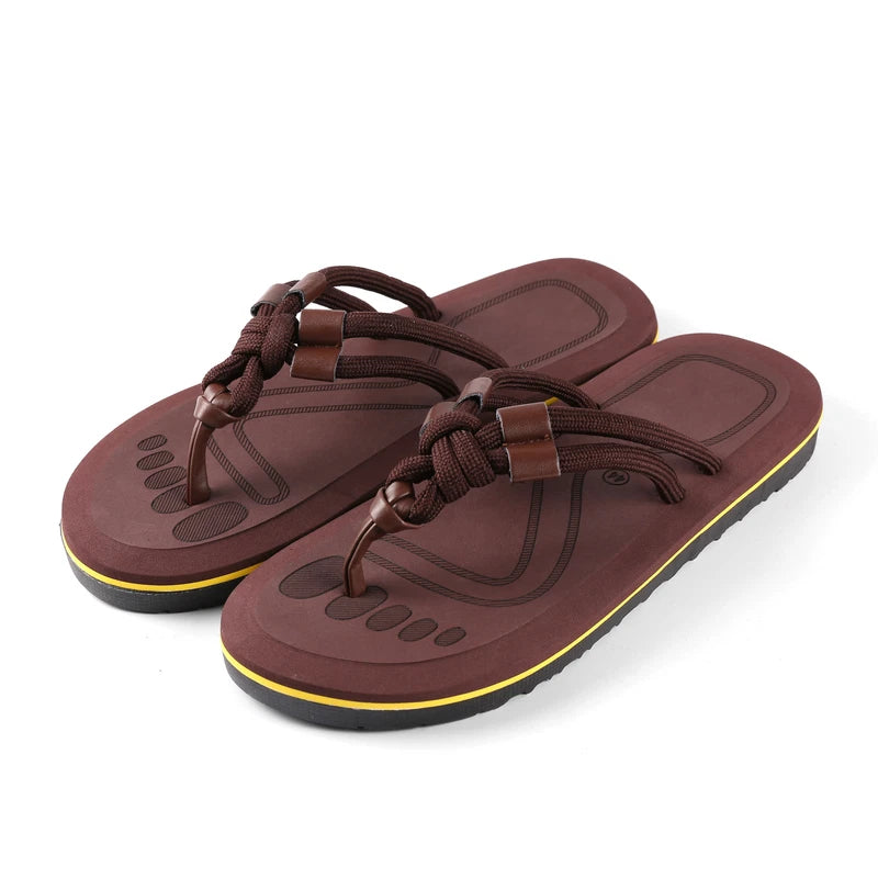 Men Summer Beach Thong Flip Flops Braided Strap Sandals Non-Slip Casual Slippers