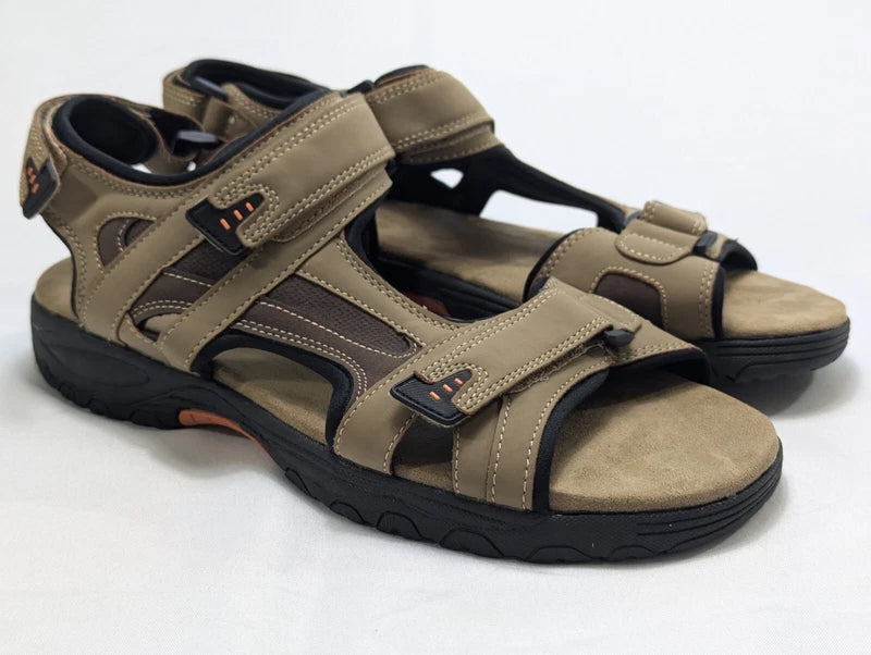 Khombu Men's 12 M Comfort Adjustable Hook & Loop Strap Sandal Tan Noah Beach