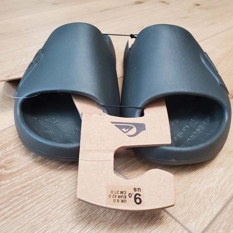 New Quiksilver Cloudbreak Black Slides Slippers Sandals Mens Size 9
