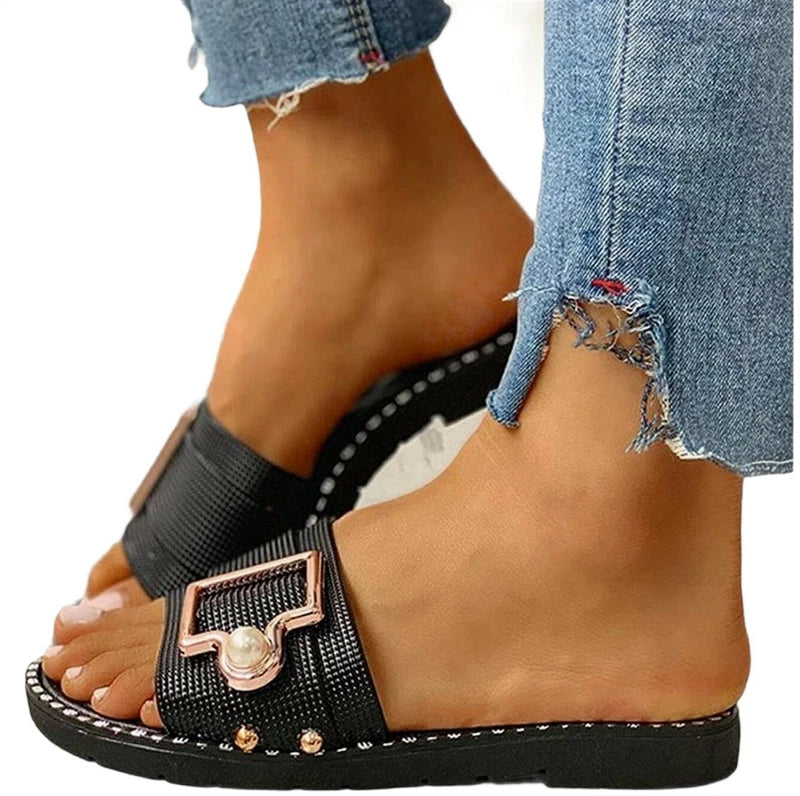 Women Slip On Sliders Slippers Summer Beach Flat Flip Flops Sandals size 8  (1)