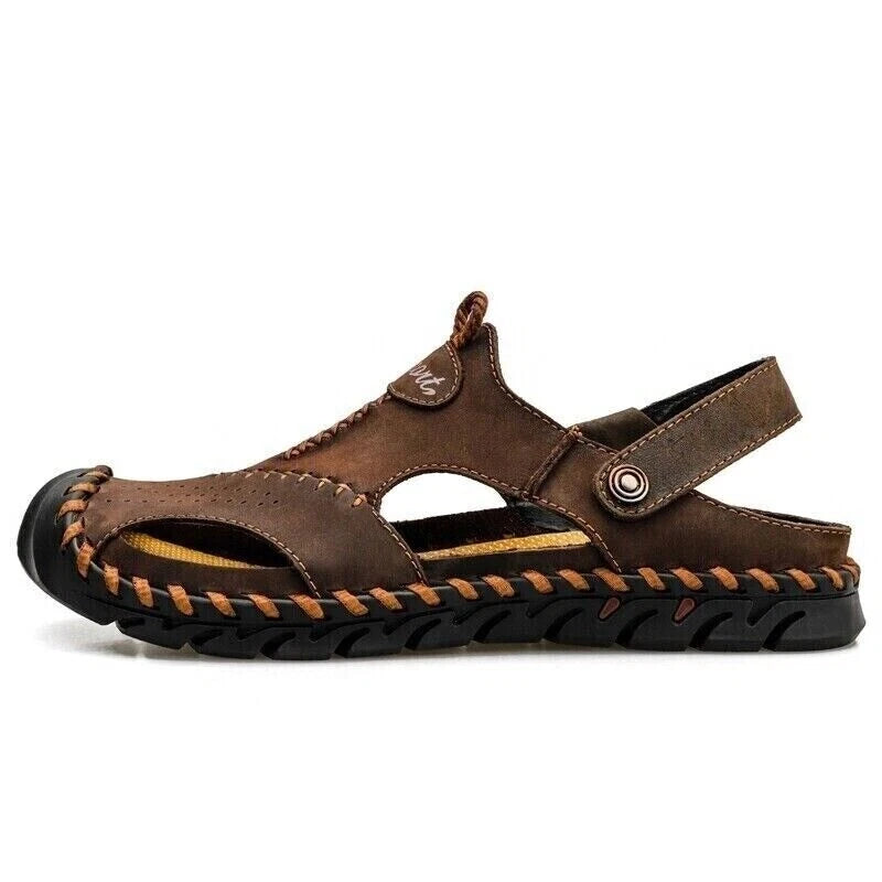 Men’s Genuine Leather Sandals Hiking Beach Slippers Outdoor Sport Casual Shoes