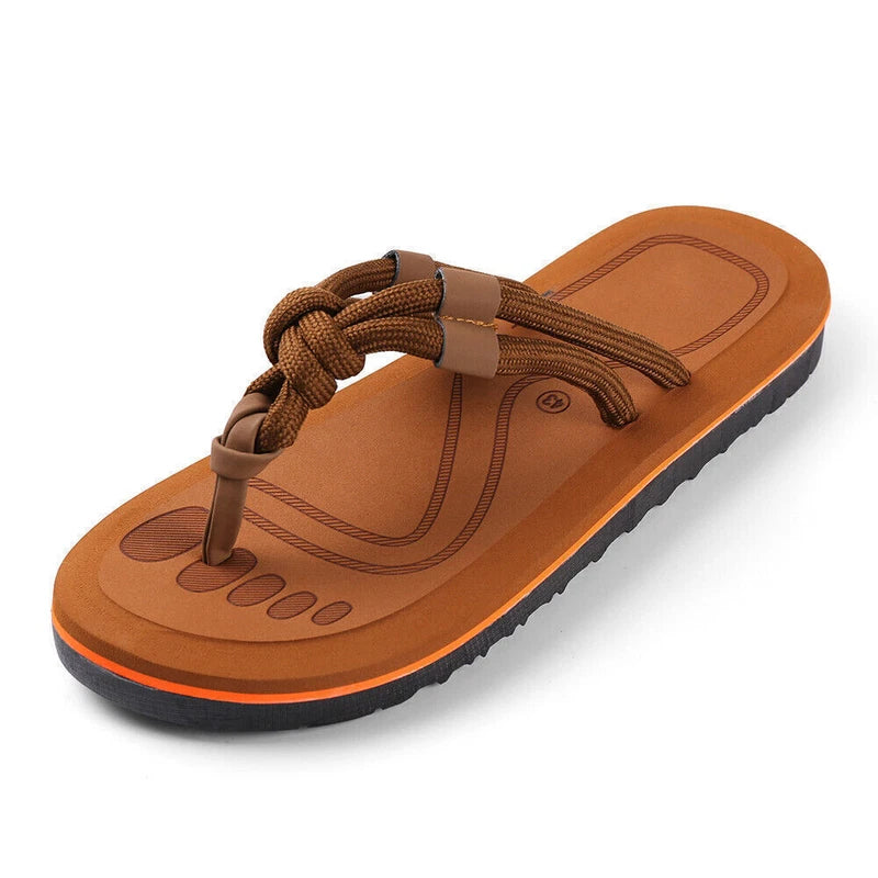 Anti-Slip Men's Thong Flip Flops Summer Beach Knotted Strap Sandals Size 9-10