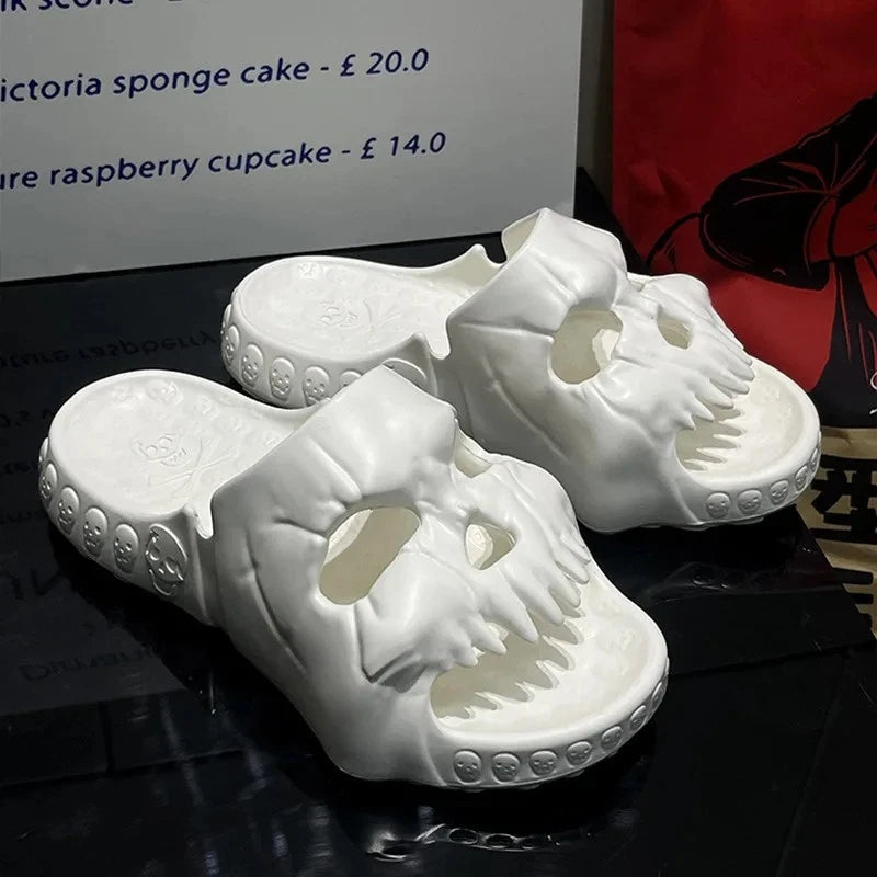 Men’s Y2K Skull Slides Thick Sole Punk Sandals for Beach & Outdoors