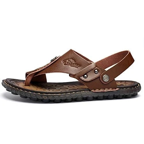 Men's Leather Flip Flop Sandals Casual Indoor Outdoor Beach Athletics Slippers