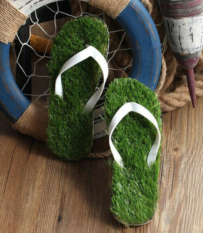 men's shoes flip flops grass  beach slippers lawn bath slippers