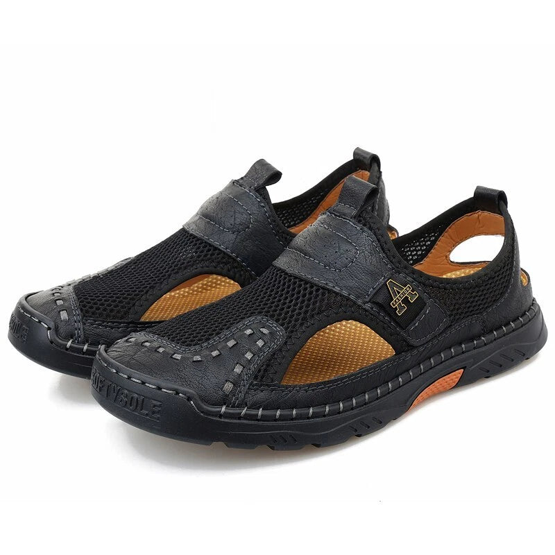 Summer Men Leather Sandals Outdoor Fashion Walking Beach Rome Slipper