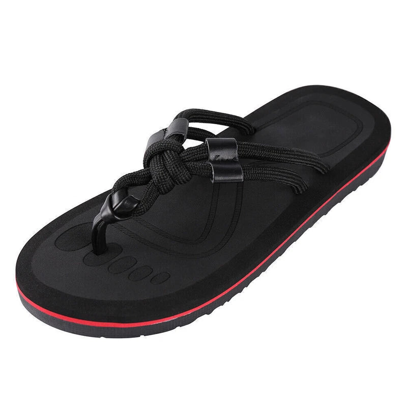 Anti-Slip Men's Thong Flip Flops Summer Beach Knotted Strap Sandals Size 9-10