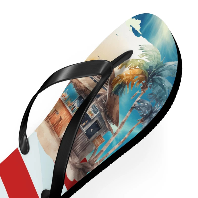 Flip Flops - Tropical Puerto Rico Slippers, Beach Sandals, Summer Footwear,