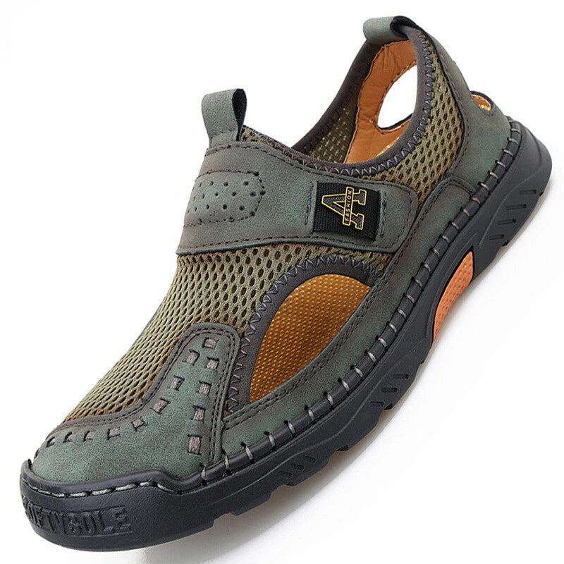 Summer Men Leather Sandals Outdoor Fashion Walking Beach Rome Slipper