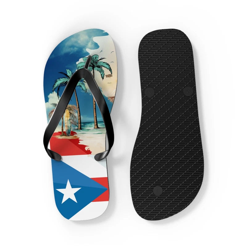 Flip Flops - Tropical Puerto Rico Slippers, Beach Sandals, Summer Footwear,