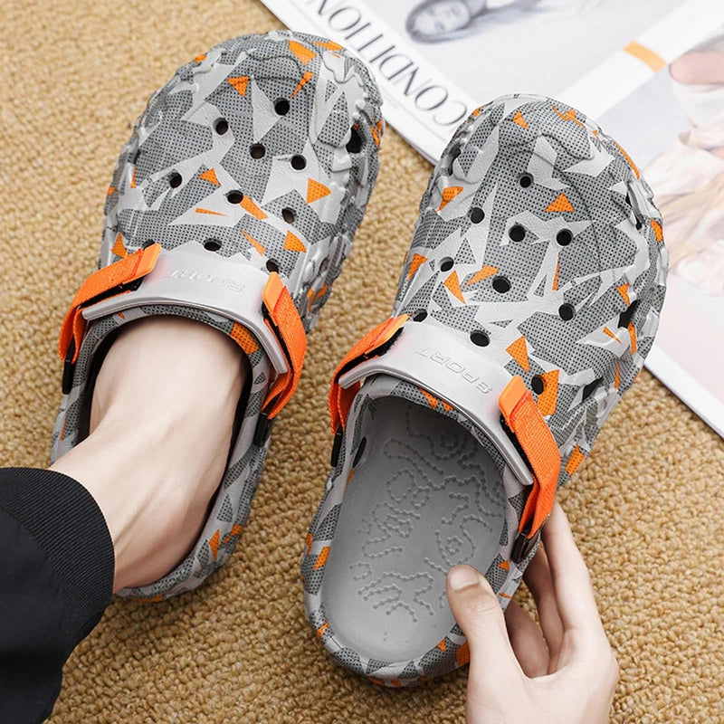 Men's Outdoor Garden Clogs, Beach Sandals, Adjustable Mules Slip-On Slippers
