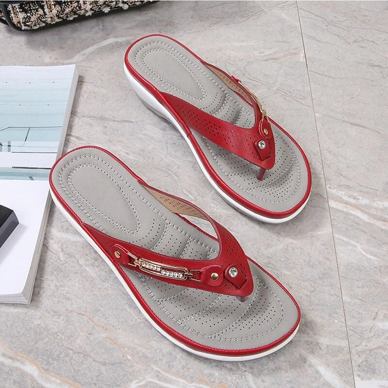 Summer Womens Flip Flops Thong Sandals Arch Support Cushion Slippers Soft Shoes