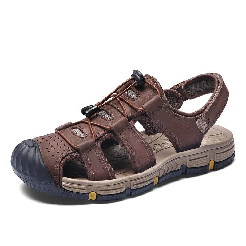 Summer Men Sandals Beach Leisure Sport Genuine Leather Non-slip Slipper