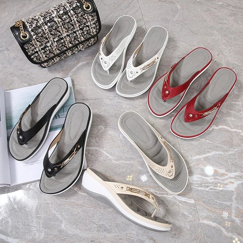 Summer Womens Flip Flops Thong Sandals Arch Support Cushion Slippers Soft Shoes