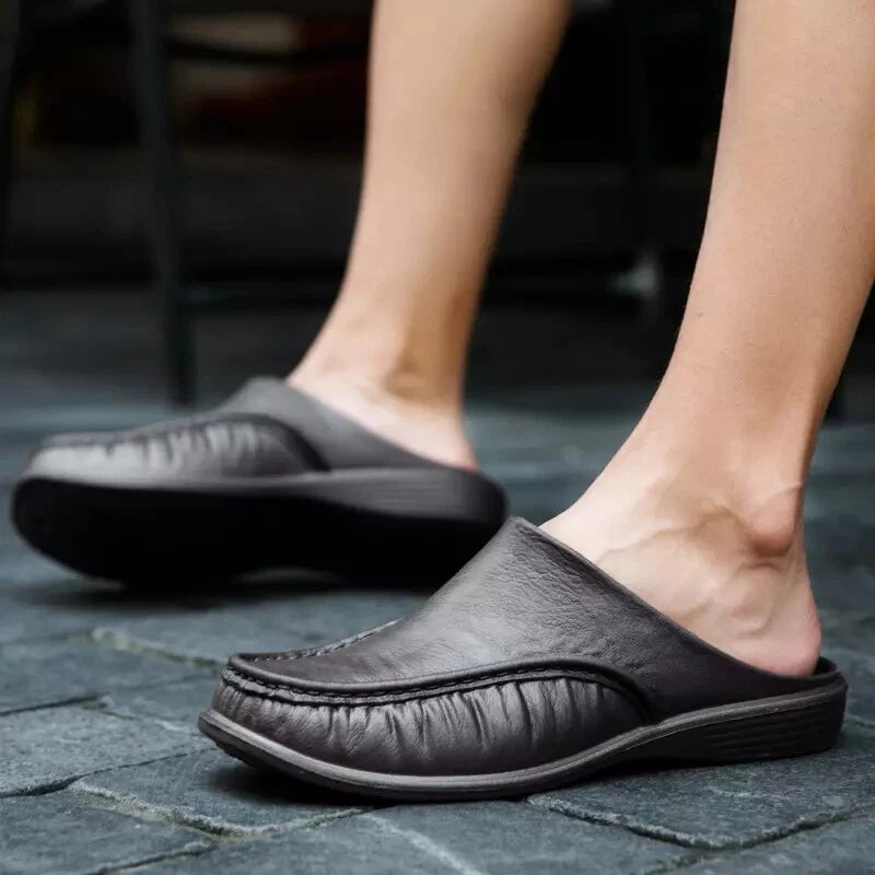 Men Summer Beach Round toe Low top Casual Slippers Slip on Loafers Mule Shoes Sz