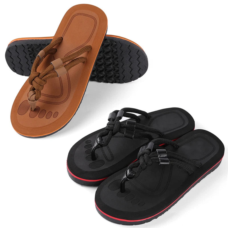 Men Cozy Knotted Strap Flip-Flops Slippers Summer Beach Thong Sandals Size 9-10