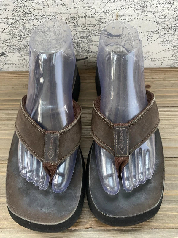 Reef Flip Flops Sandals Slides Beach Festival Boho Travel Men’s Sz 9-10 Brown