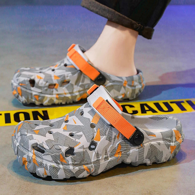 Men's Outdoor Garden Clogs, Beach Sandals, Adjustable Mules Slip-On Slippers
