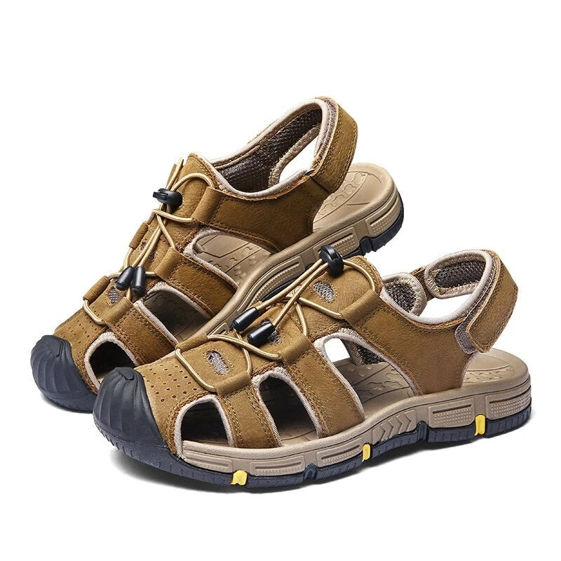 Summer Men Sandals Beach Leisure Sport Genuine Leather Non-slip Slipper