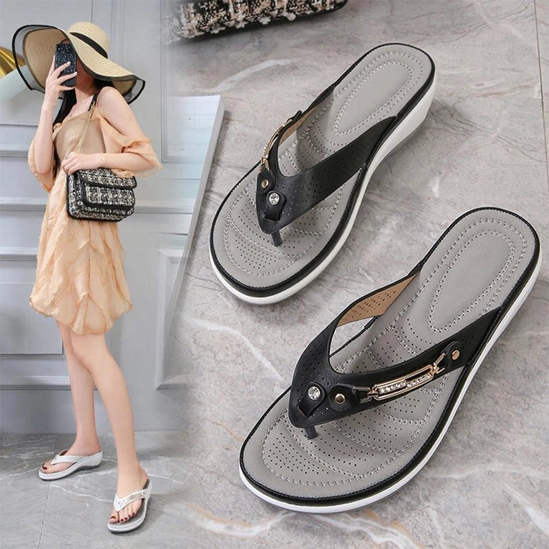 Summer Womens Flip Flops Thong Sandals Arch Support Cushion Slippers Soft Shoes