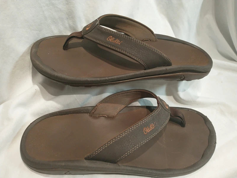 Olukai Ohana Flip Flop Mens Size 12 Brown Slipper Slide Thong Beach Surf Sandals