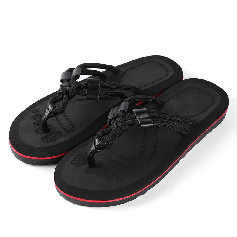 Anti-Slip Men's Thong Flip Flops Summer Beach Knotted Strap Sandals Size 9-10
