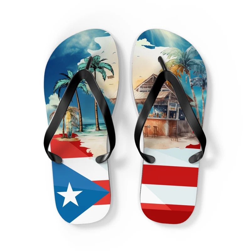 Flip Flops - Tropical Puerto Rico Slippers, Beach Sandals, Summer Footwear,