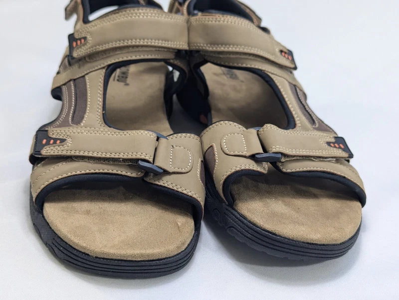 Khombu Men's 12 M Comfort Adjustable Hook & Loop Strap Sandal Tan Noah Beach
