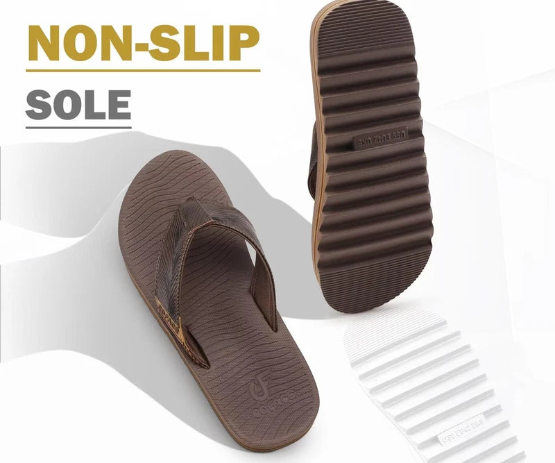Mens Arch Support Flip Flops Memory Foam Comfortable Cushioned Recovery Walki...