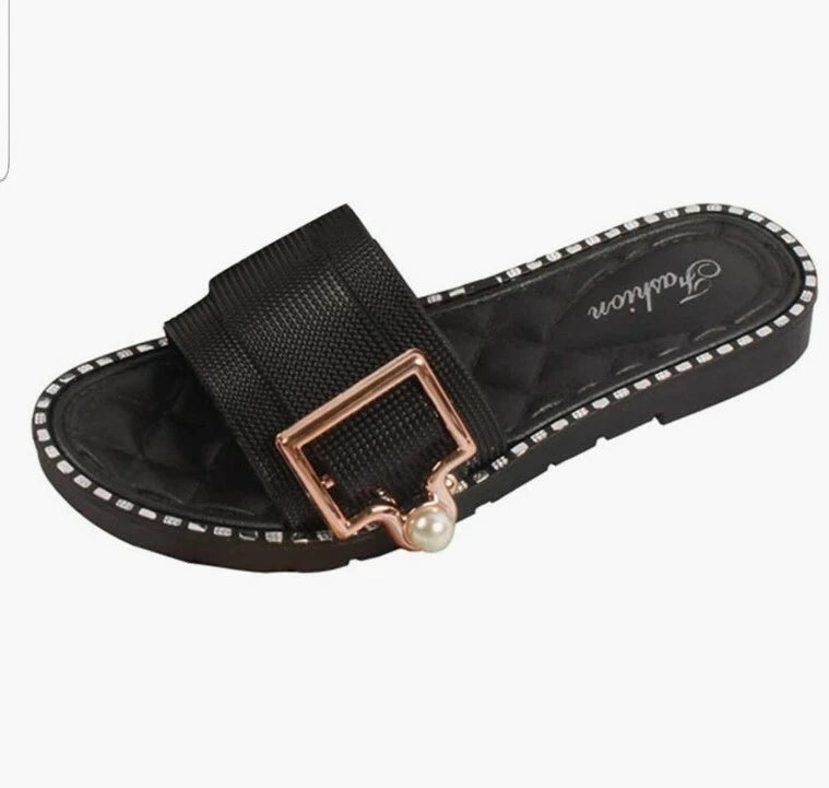 Women Slip On Sliders Slippers Summer Beach Flat Flip Flops Sandals size 8  (1)