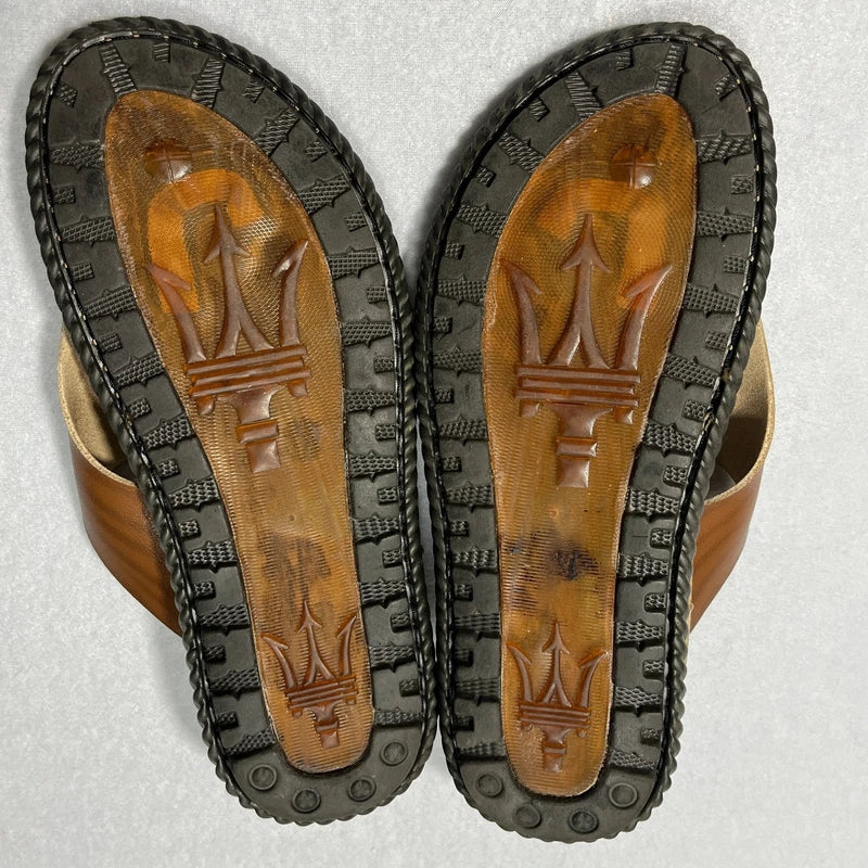 Xiu Xian Men Leather Thong Flip Flop Sandals Brown Slippers Coastal Beach