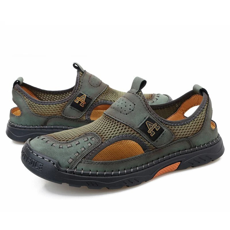 Summer Men Leather Sandals Outdoor Fashion Walking Beach Rome Slipper