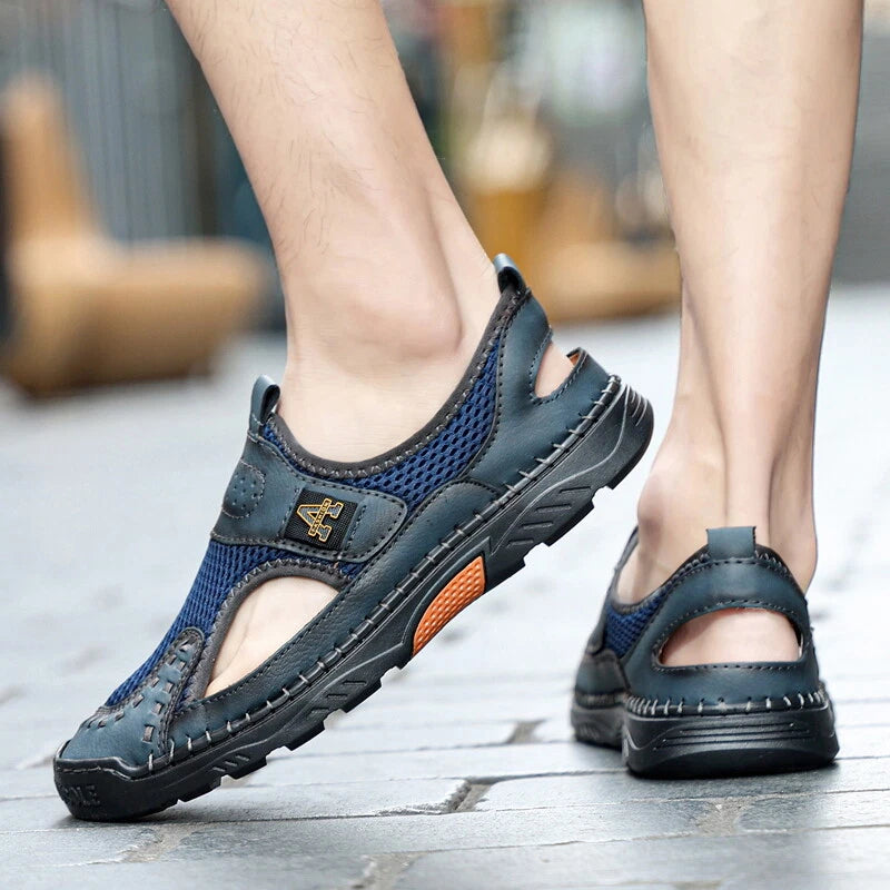 Summer Men Leather Sandals Outdoor Fashion Walking Beach Rome Slipper