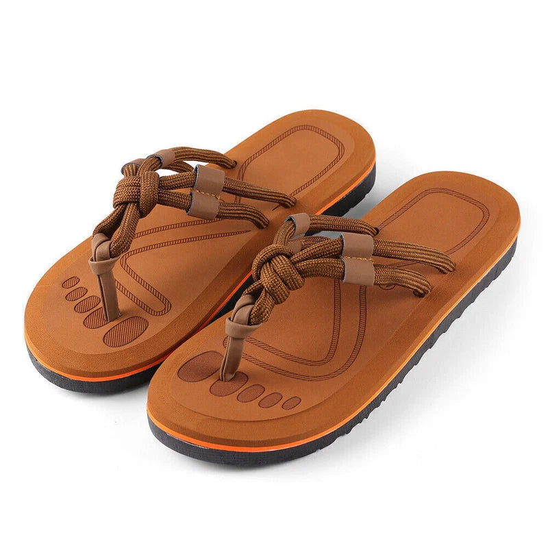 Anti-Slip Men's Thong Flip Flops Summer Beach Knotted Strap Sandals Size 9-10